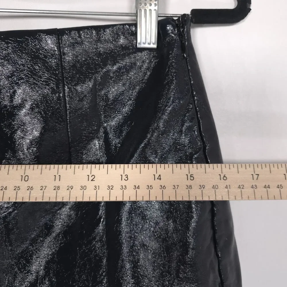 ABERCROMBIE & FITCH Mini Skirt SMALL Vegan Leather‎ Black Pleated Womens